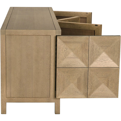 Quadrant 4 Door Sideboard by Noir in washed walnut. Made from walnut, veneer in a transitional style.