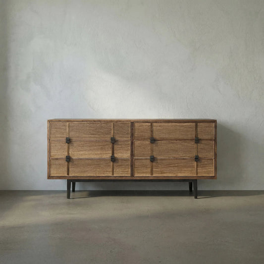 Bourgeois Sideboard by Noir in dark walnut. Made from walnut, metal in a modern style.