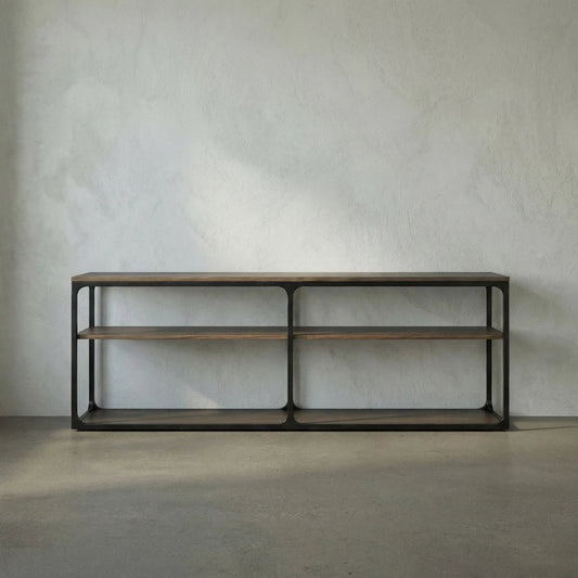 Novie Console by Noir in dark walnut. Made from walnut, metal in a modern style.