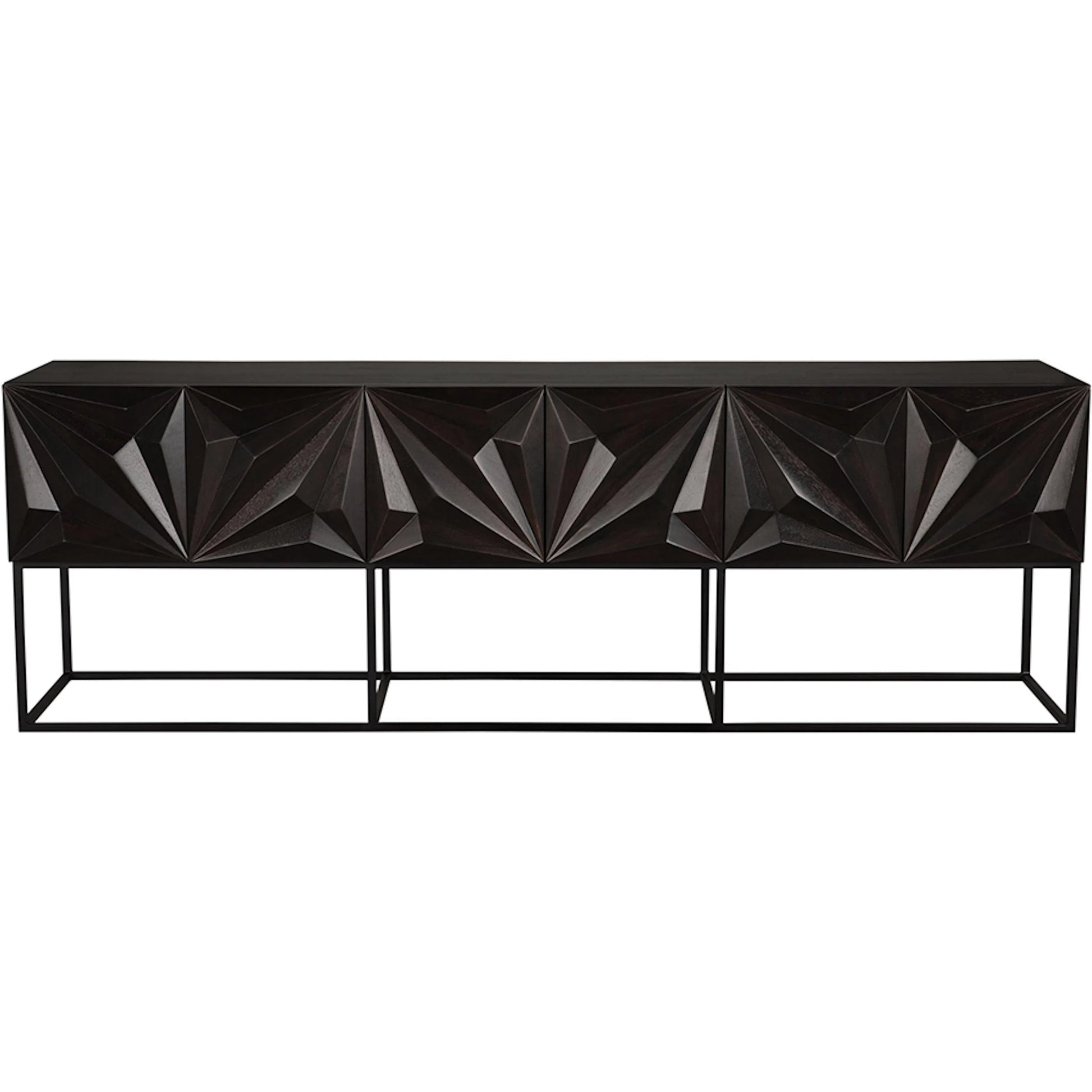 Zurich Console in Ebony by Noir in ebony walnut. Made from walnut, veneer, iron in a unique style.