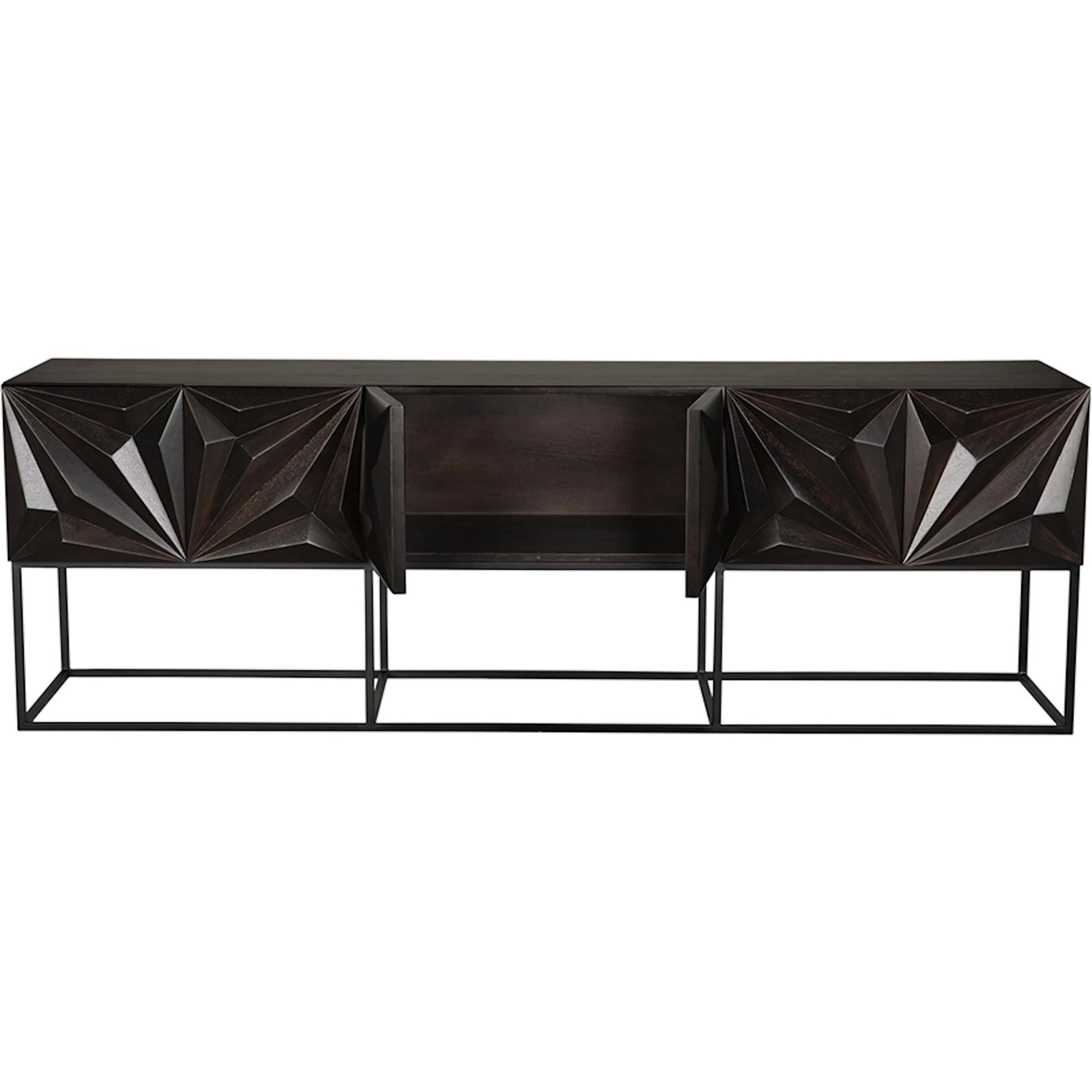 Zurich Console in Ebony by Noir in ebony walnut. Made from walnut, veneer, iron in a unique style.