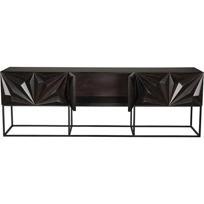 Zurich Console in Ebony by Noir in ebony walnut. Made from walnut, veneer, iron in a unique style.