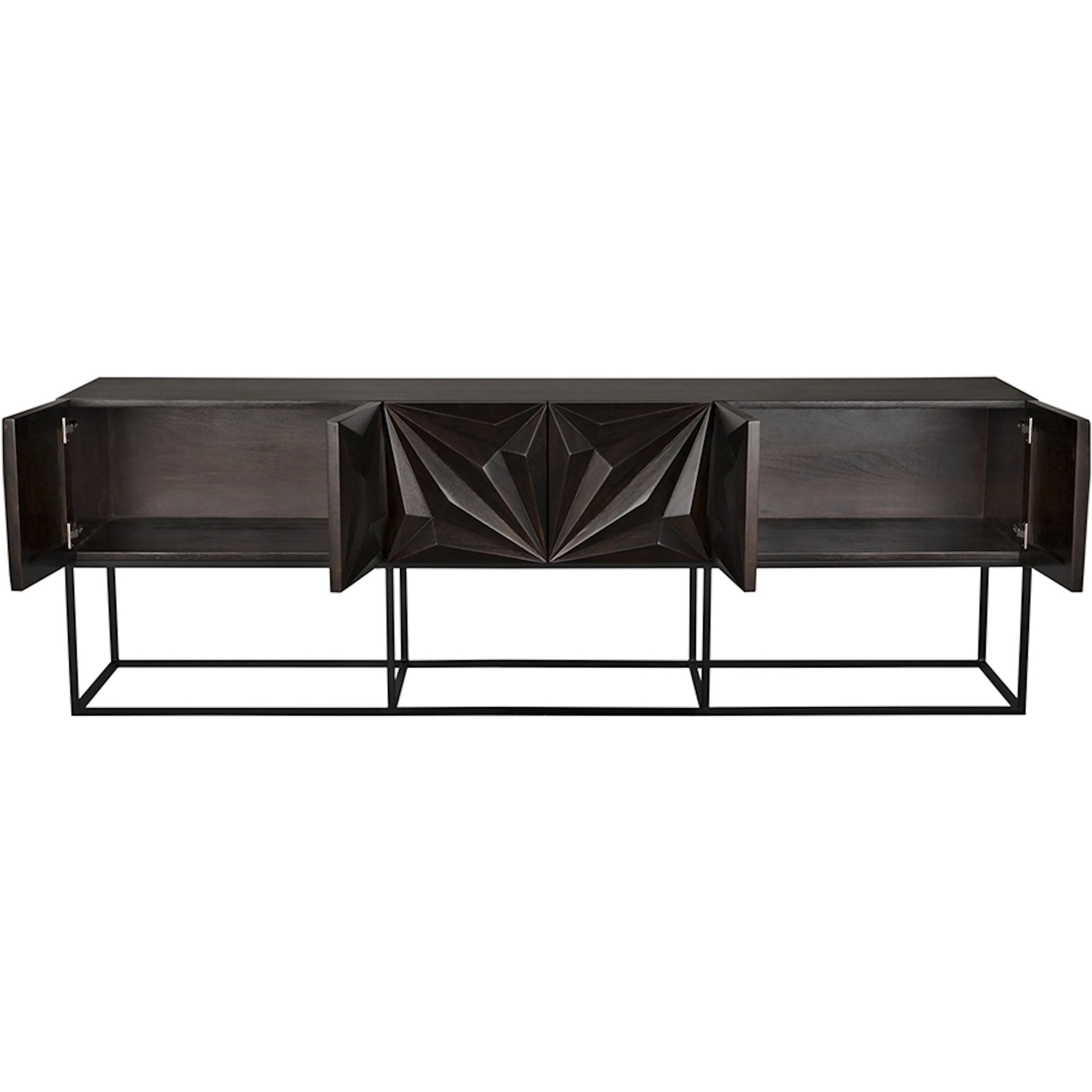 Zurich Console in Ebony by Noir in ebony walnut. Made from walnut, veneer, iron in a unique style.