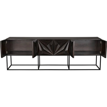Zurich Console in Ebony by Noir in ebony walnut. Made from walnut, veneer, iron in a unique style.