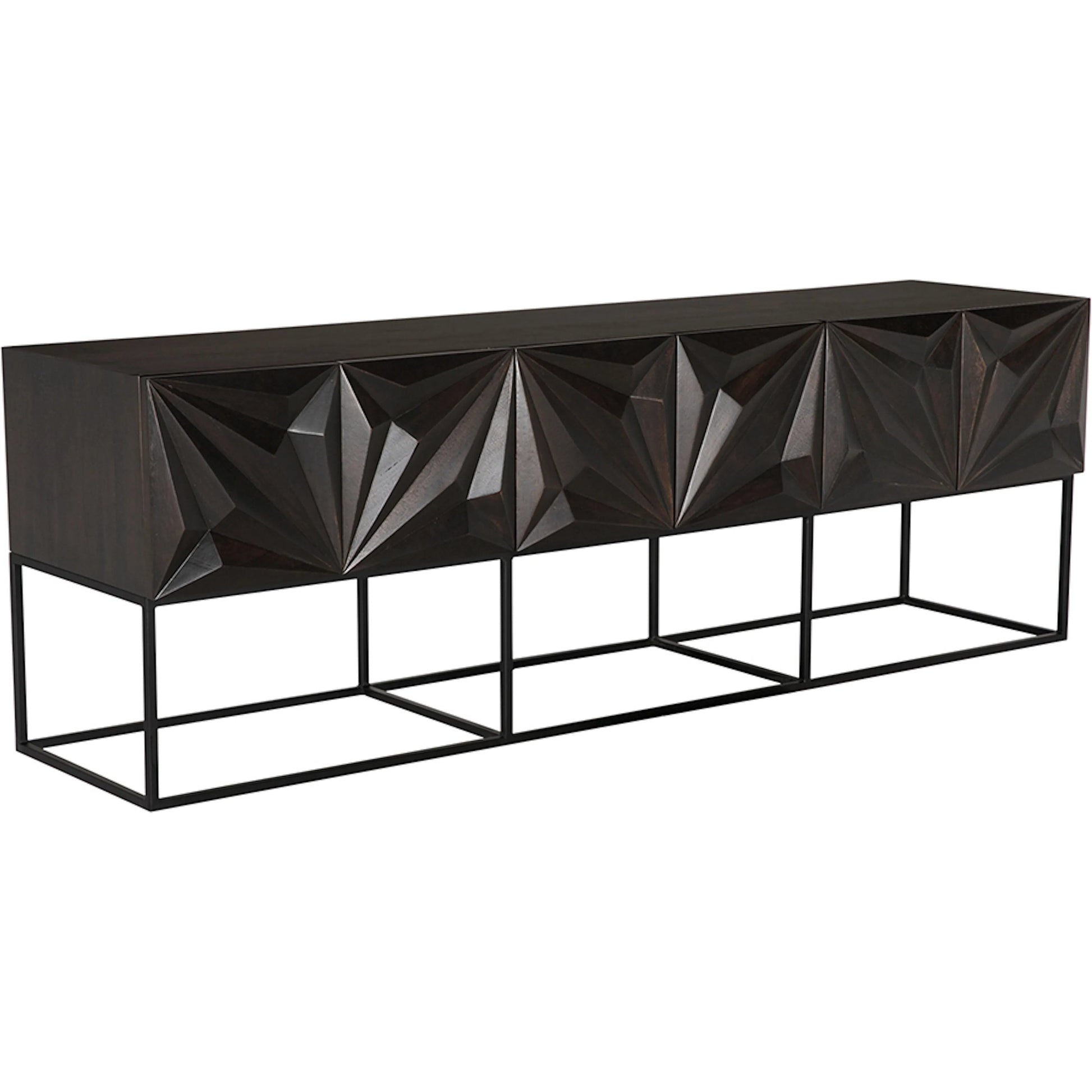 Zurich Console in Ebony by Noir in ebony walnut. Made from walnut, veneer, iron in a unique style.