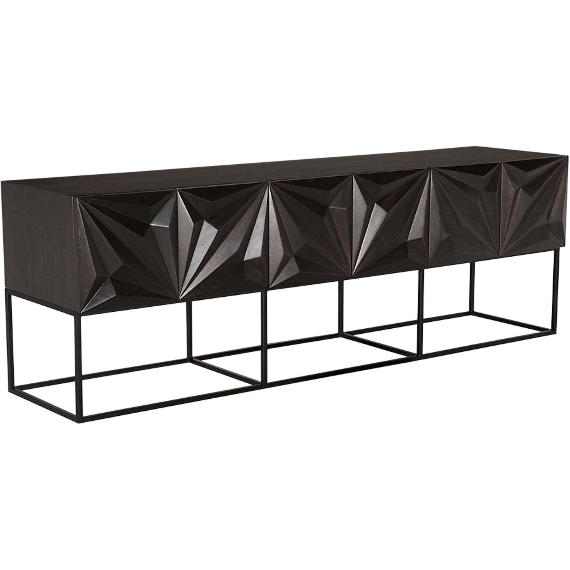 Zurich Console in Ebony by Noir in ebony walnut. Made from walnut, veneer, iron in a unique style.