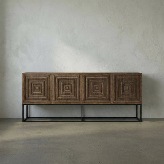 Lanon Sideboard by Noir in dark walnut. Made from walnut, metal in a eclectic & global style.