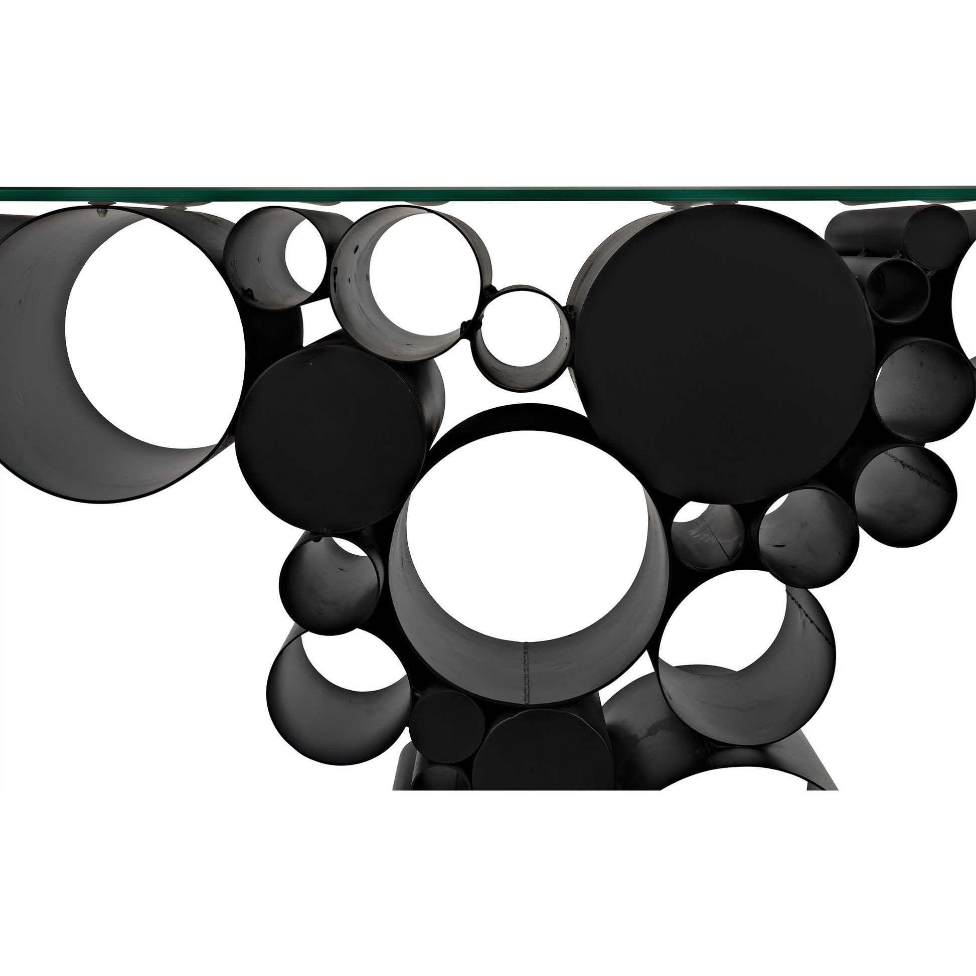 Paradox Console by Noir in black metal. Made from metal in a modern style.