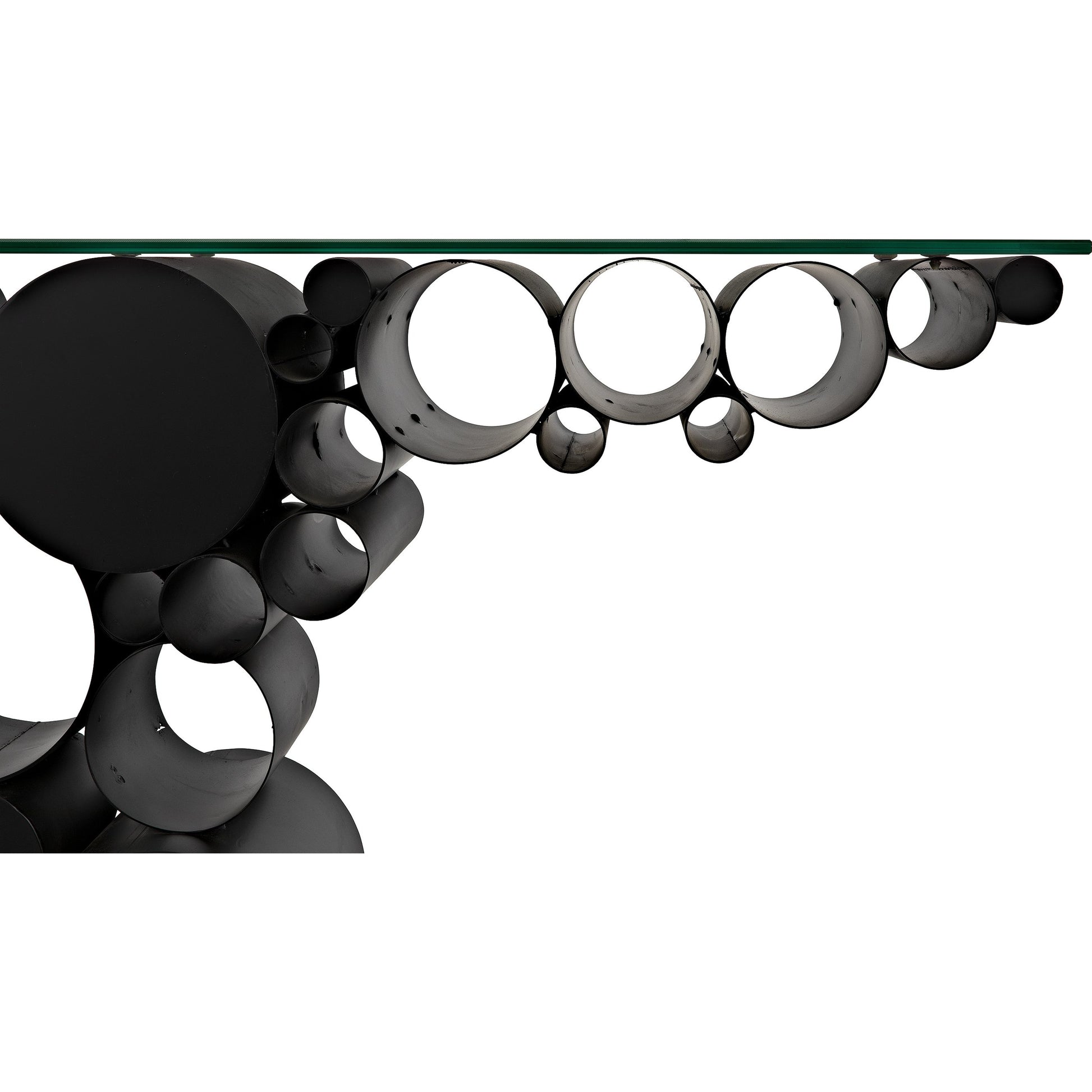 Paradox Console by Noir in black metal. Made from metal in a modern style.