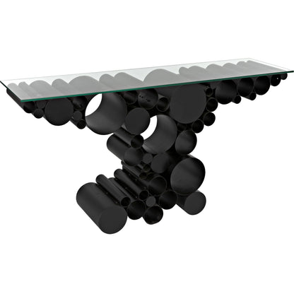 Paradox Console by Noir in black metal. Made from metal in a modern style.