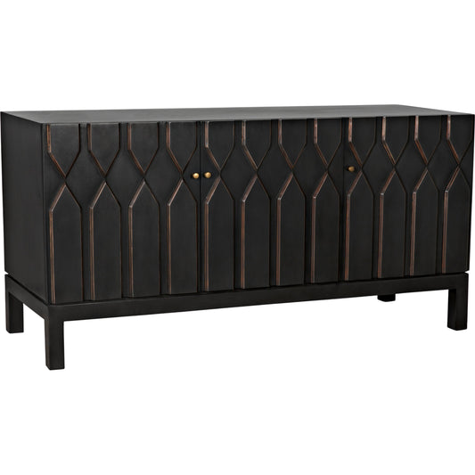Anubis Sideboard by Noir in pale. Made from mahogany, veneer, brass pulls in a modern style.