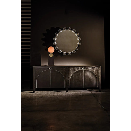 Weston Sideboard by Noir in hand rubbed black. Made from mahogany, veneer, brass pulls in a modern style.