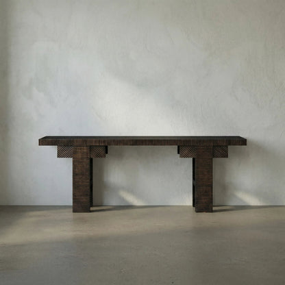 Nabu Console by Noir in hand rubbed black. Made from mahogany in a modern style.