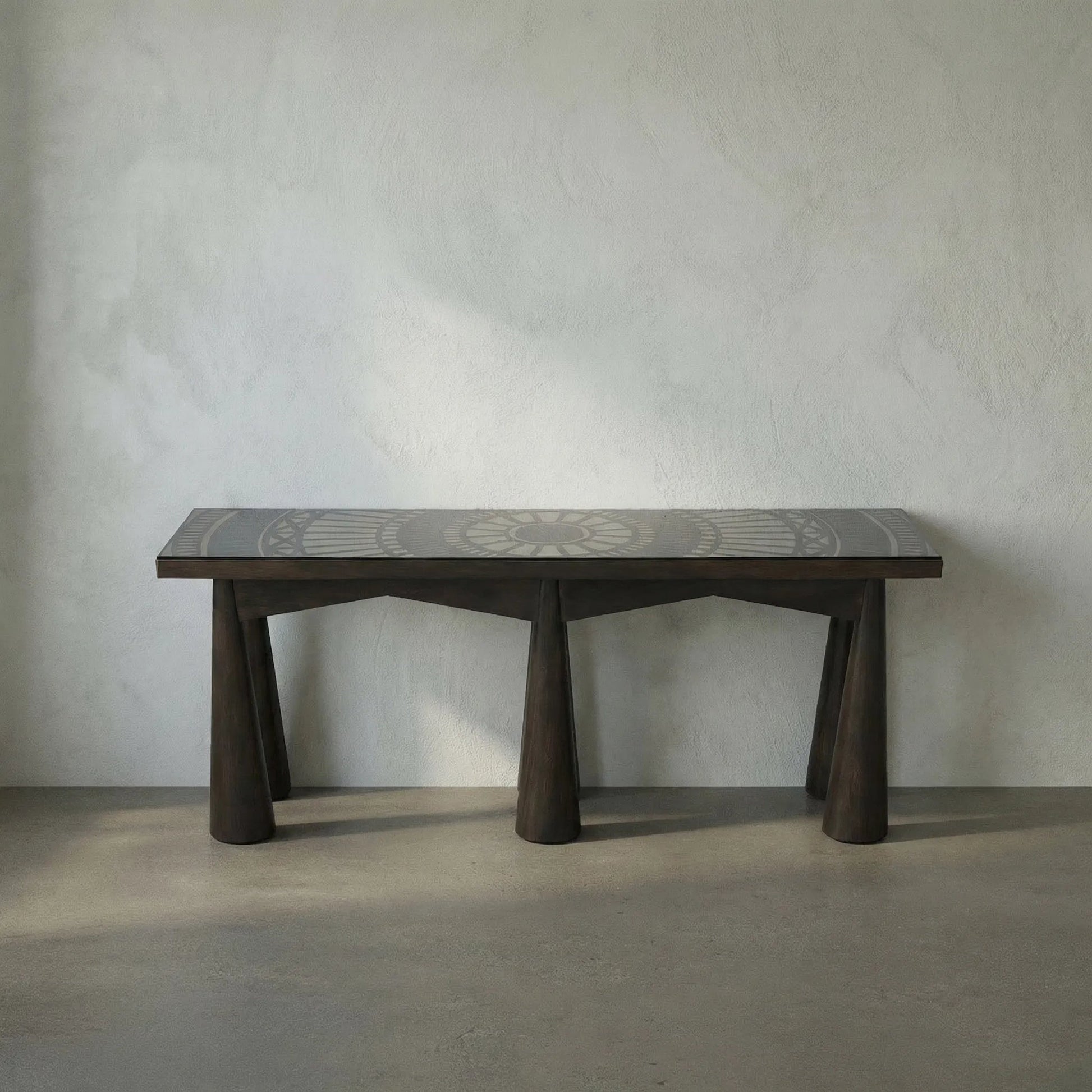 Tutankhamun Console by Noir in ebony walnut. Made from walnut and glass in a modern style.