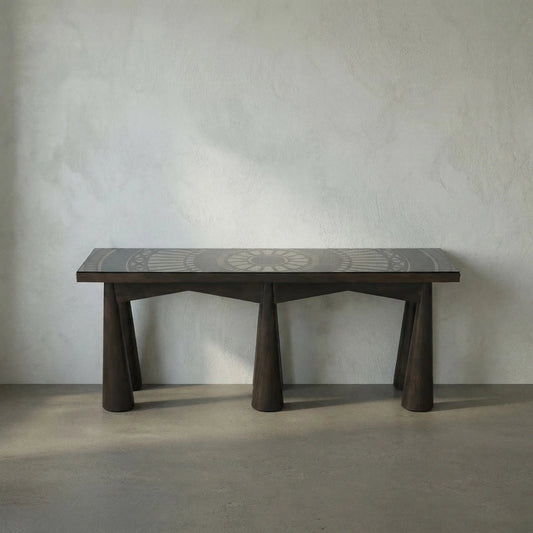 Tutankhamun Console by Noir in ebony walnut. Made from walnut and glass in a modern style.