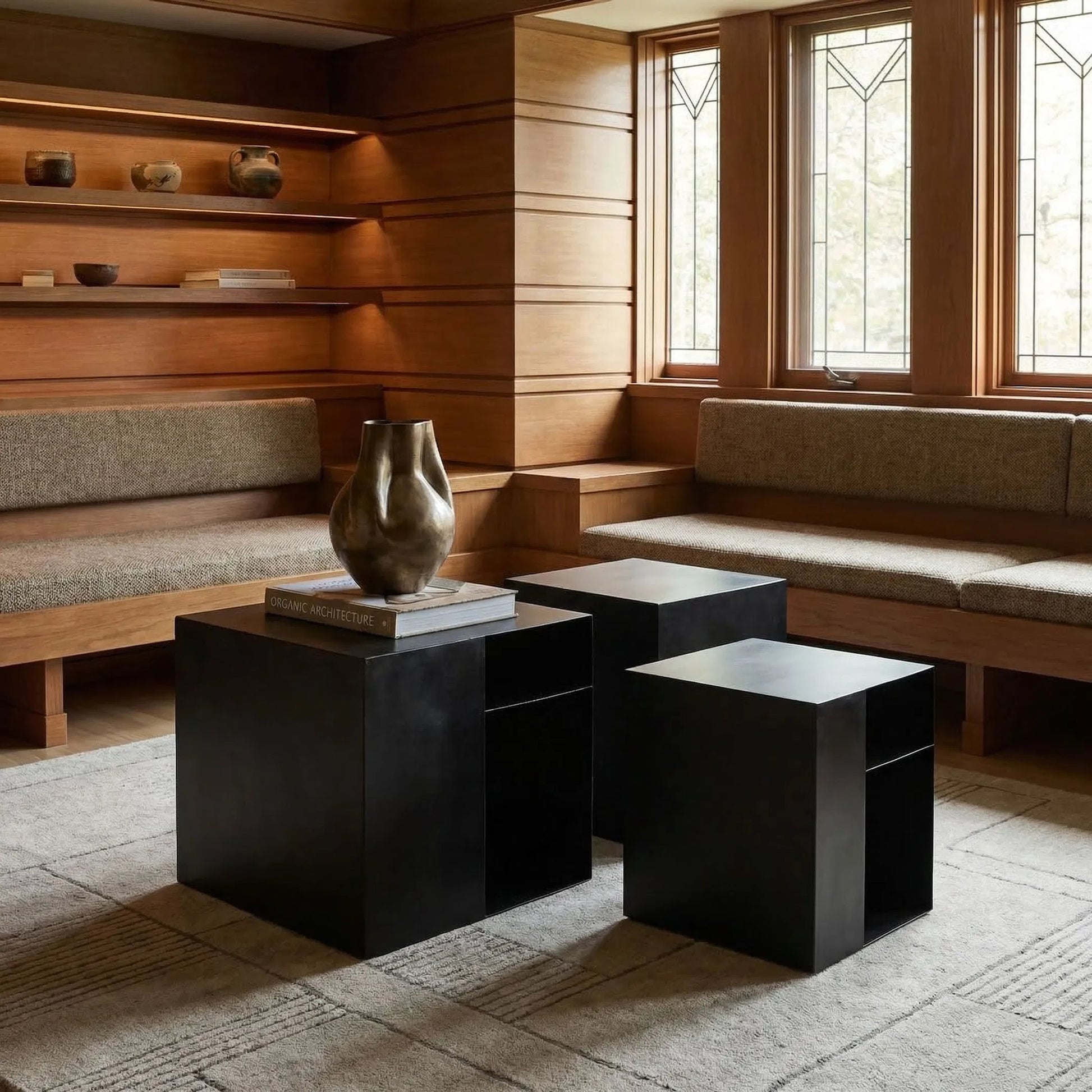 Gropius Cubes by Noir in matte black. Made from industrial steel in a modern style.