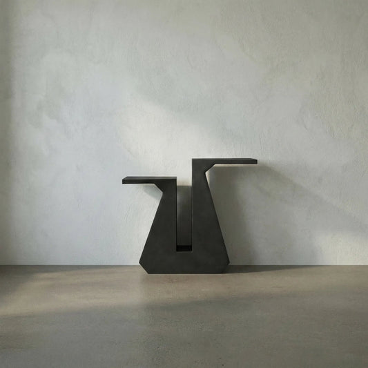 Gaston Console Table by Noir in matte black. Made from industrial steel in a modern style.