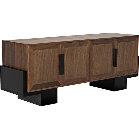 Phoenix Sideboard by Noir in dark walnut. Made from walnut, veneer, and industrial steel in a modern style.