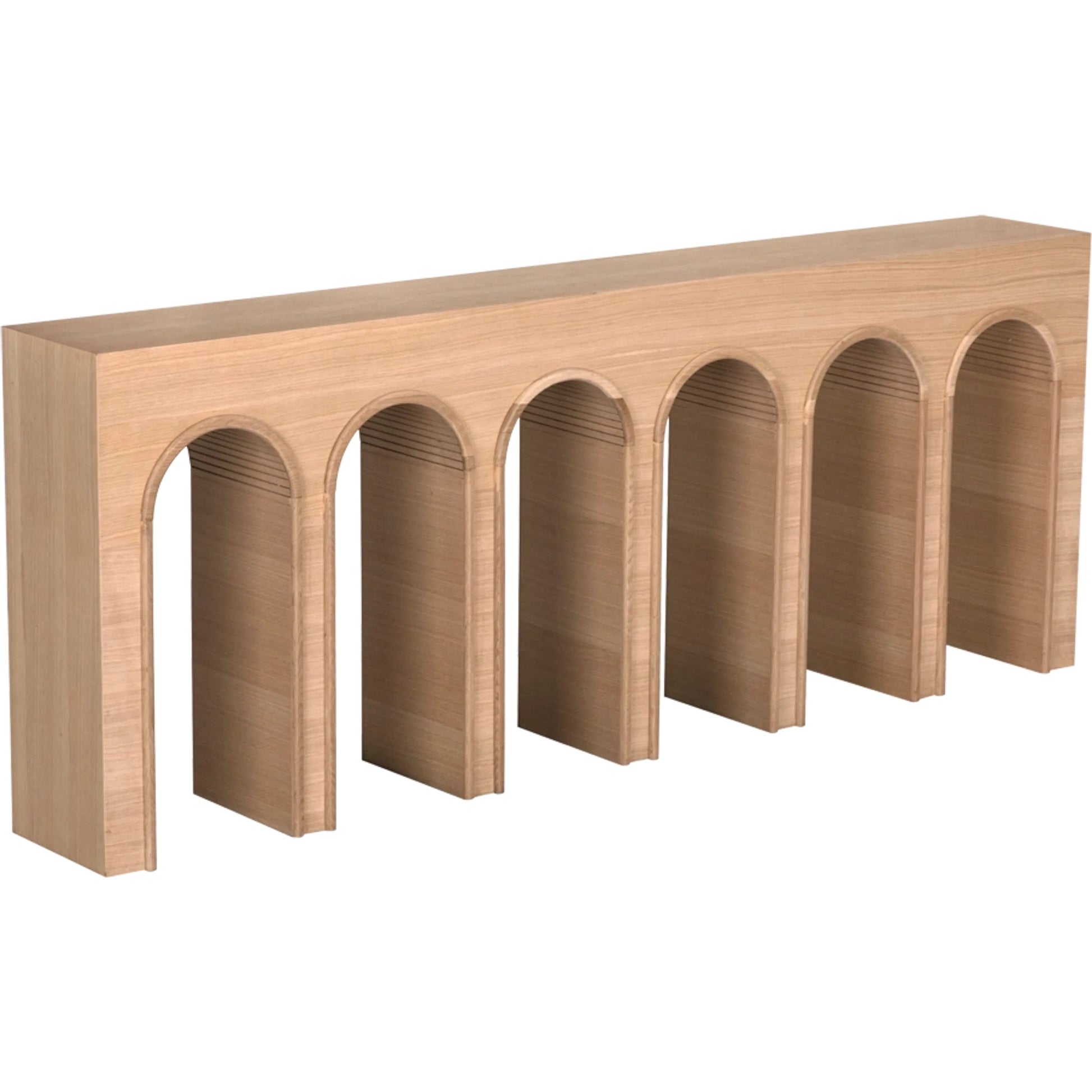Enzo Console by Noir in natural, clear coat flat. Made from white oak in a modern style.