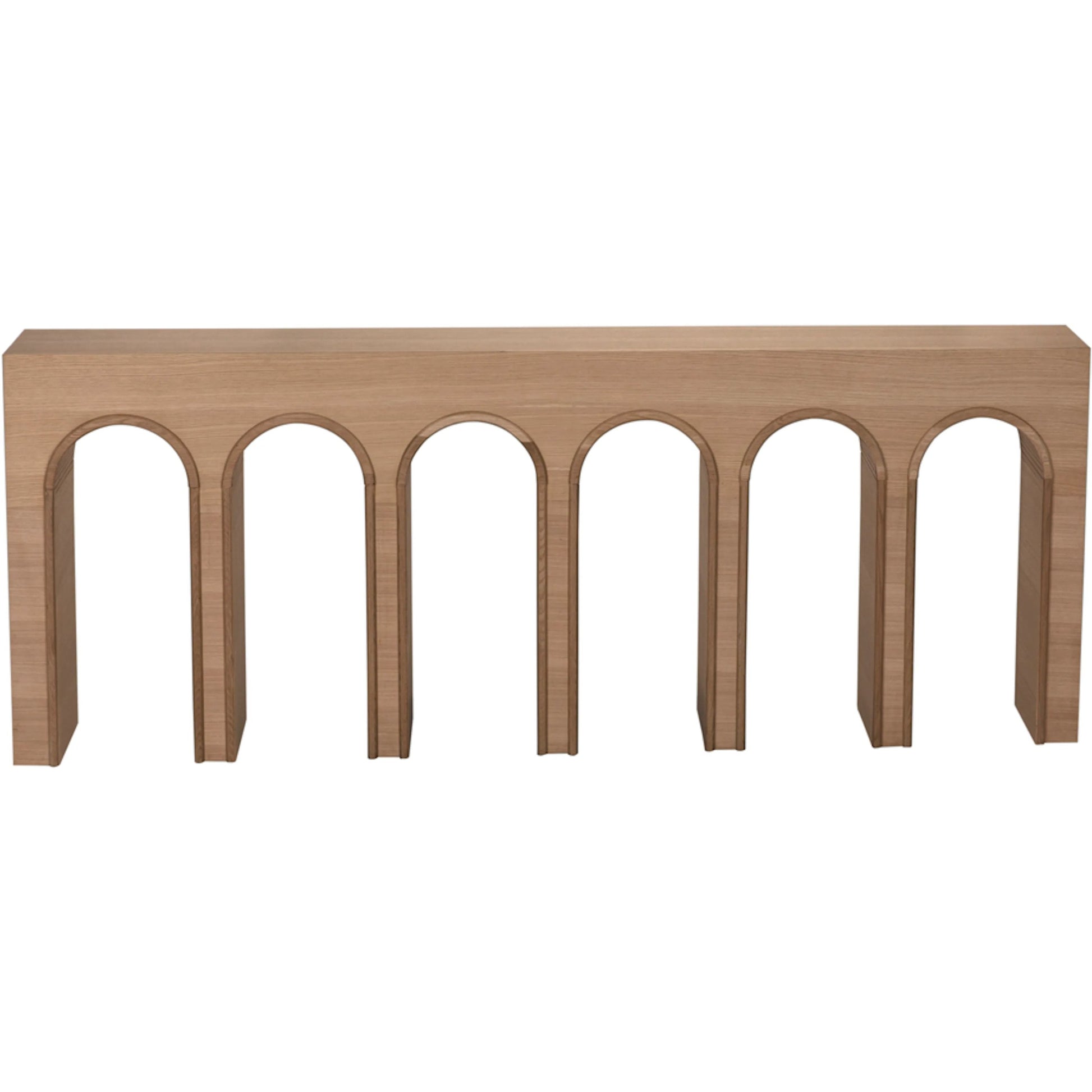 Enzo Console by Noir in natural, clear coat flat. Made from white oak in a modern style.