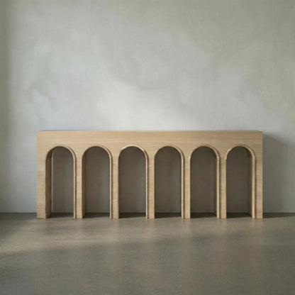 Enzo Console by Noir in natural, clear coat flat. Made from white oak in a modern style.