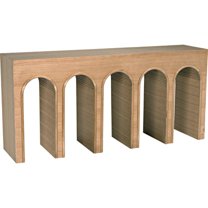 Enzo Console by Noir in natural, clear coat flat. Made from white oak in a modern style.