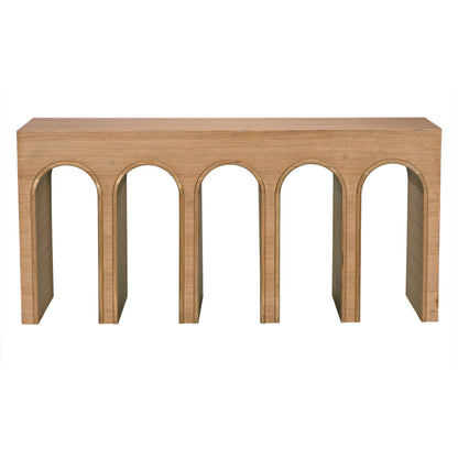 Enzo Console by Noir in natural, clear coat flat. Made from white oak in a modern style.