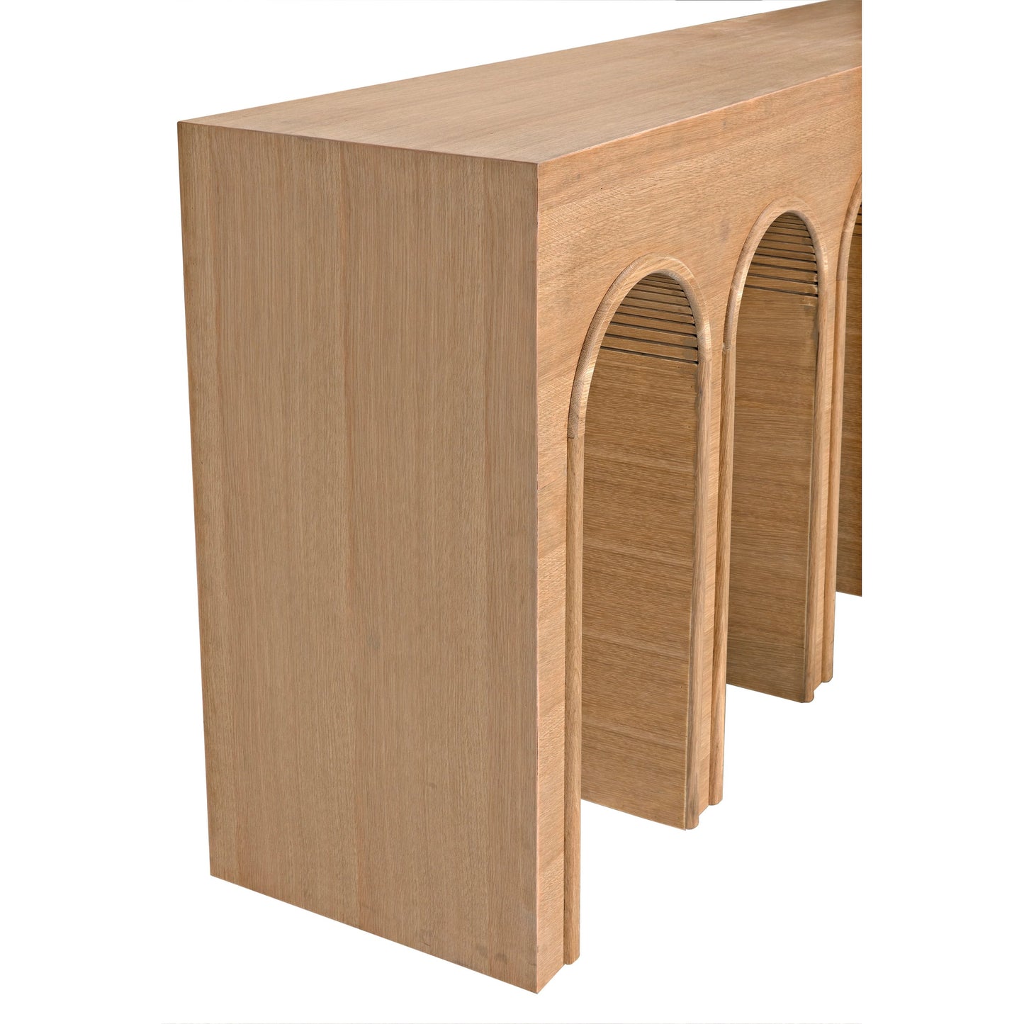 005 SI-2130199 | Closeup | Enzo Console by Noir in natural, clear coat flat. Made from white oak in a modern style.