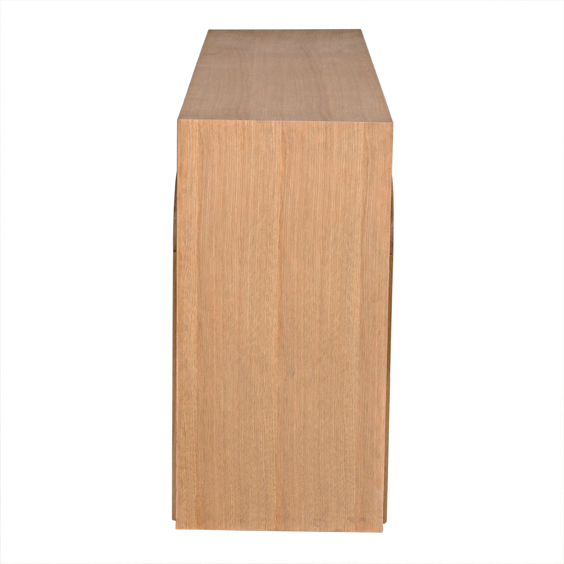 Enzo Console by Noir in natural, clear coat flat. Made from white oak in a modern style.