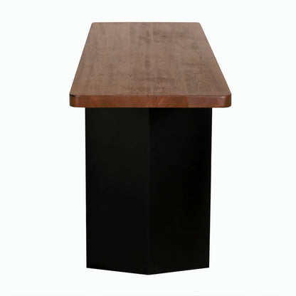 Delta Console with Metal Base by Noir in dark walnut. Made from walnut and industrial steel in a modern style.