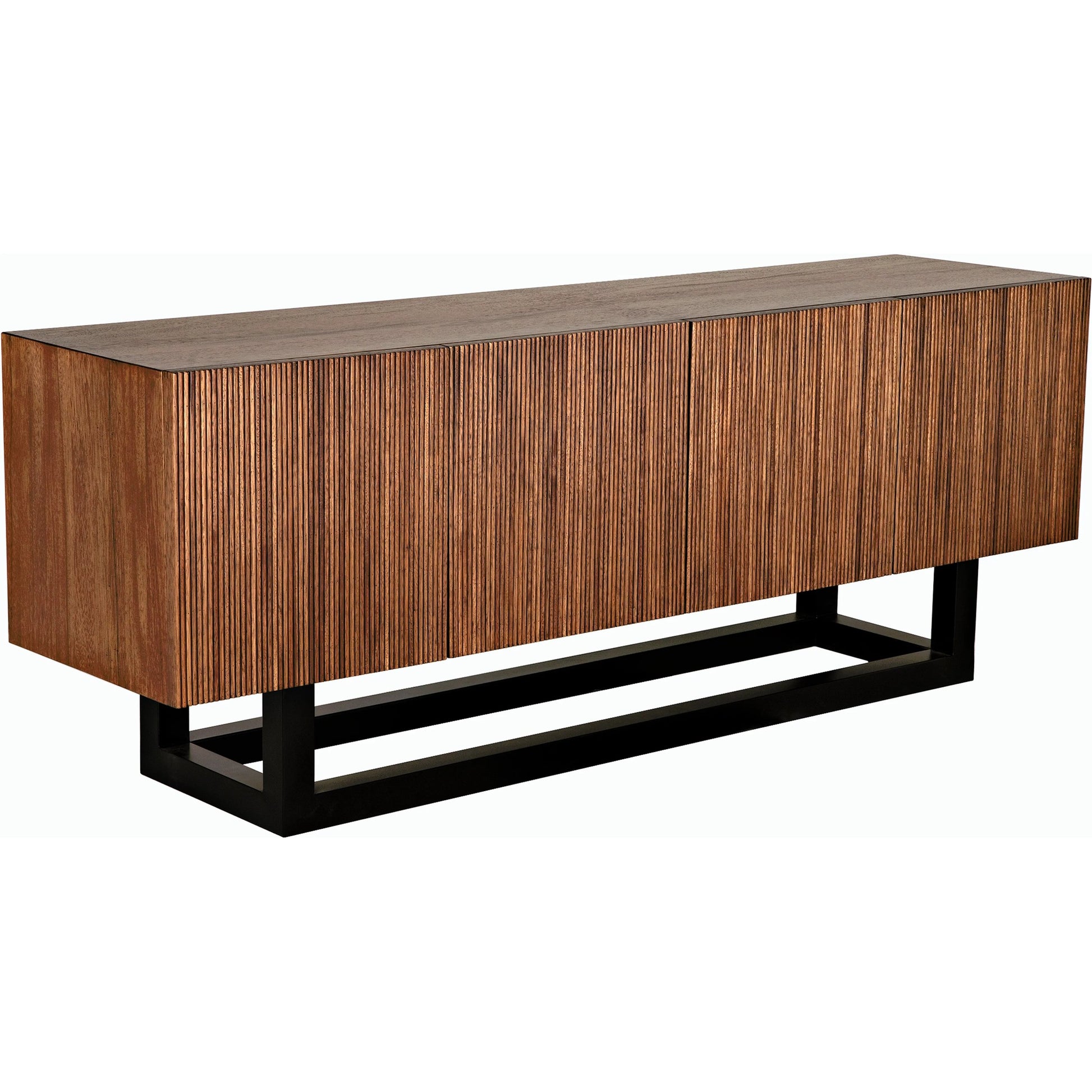 Thomson Sideboard by Noir in dark walnut with matte black. Made from walnut, veneer and industrial steel in a modern style.