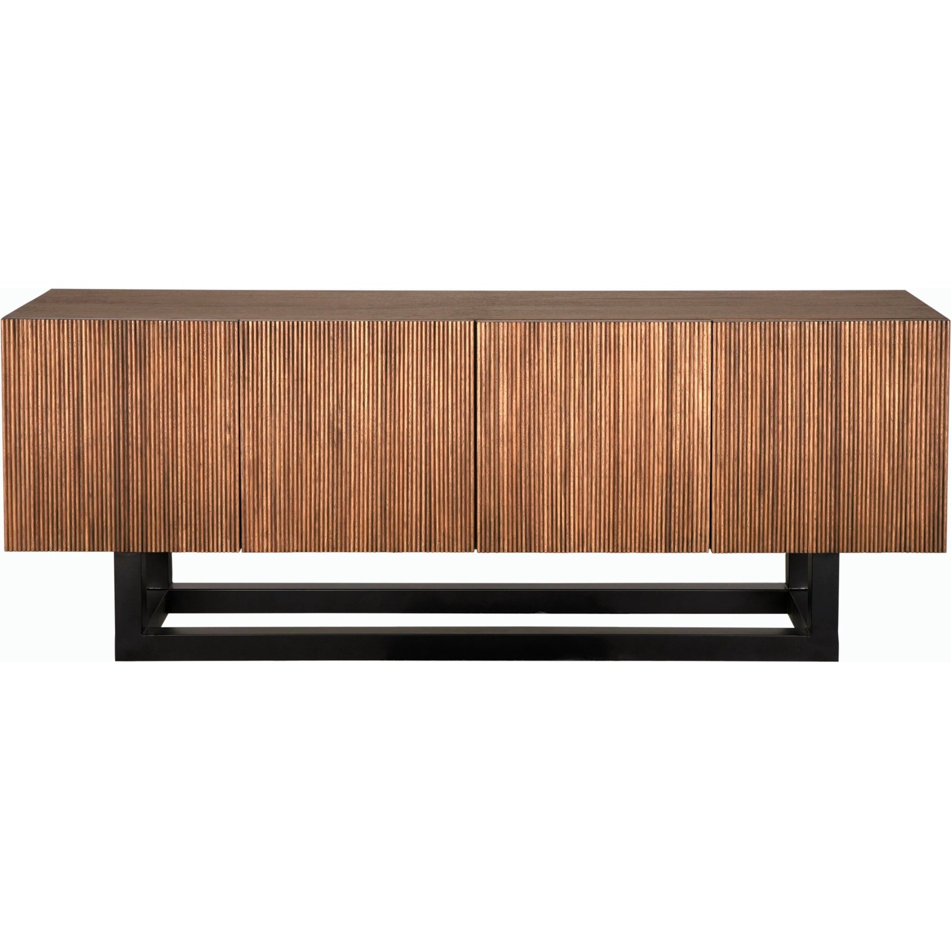 Thomson Sideboard by Noir in dark walnut with matte black. Made from walnut, veneer and industrial steel in a modern style.