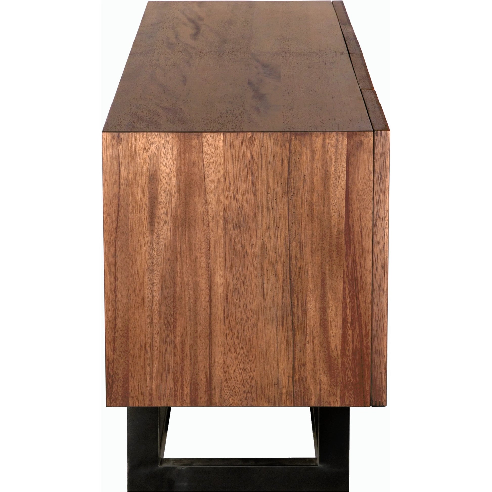 Thomson Sideboard by Noir in dark walnut with matte black. Made from walnut, veneer and industrial steel in a modern style.