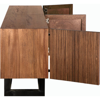 Thomson Sideboard by Noir in dark walnut with matte black. Made from walnut, veneer and industrial steel in a modern style.