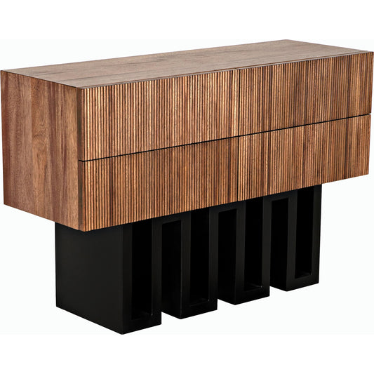 Nova Sideboard by Noir in dark walnut with matte black. Made from walnut and industrial steel in a eclectic & global style.