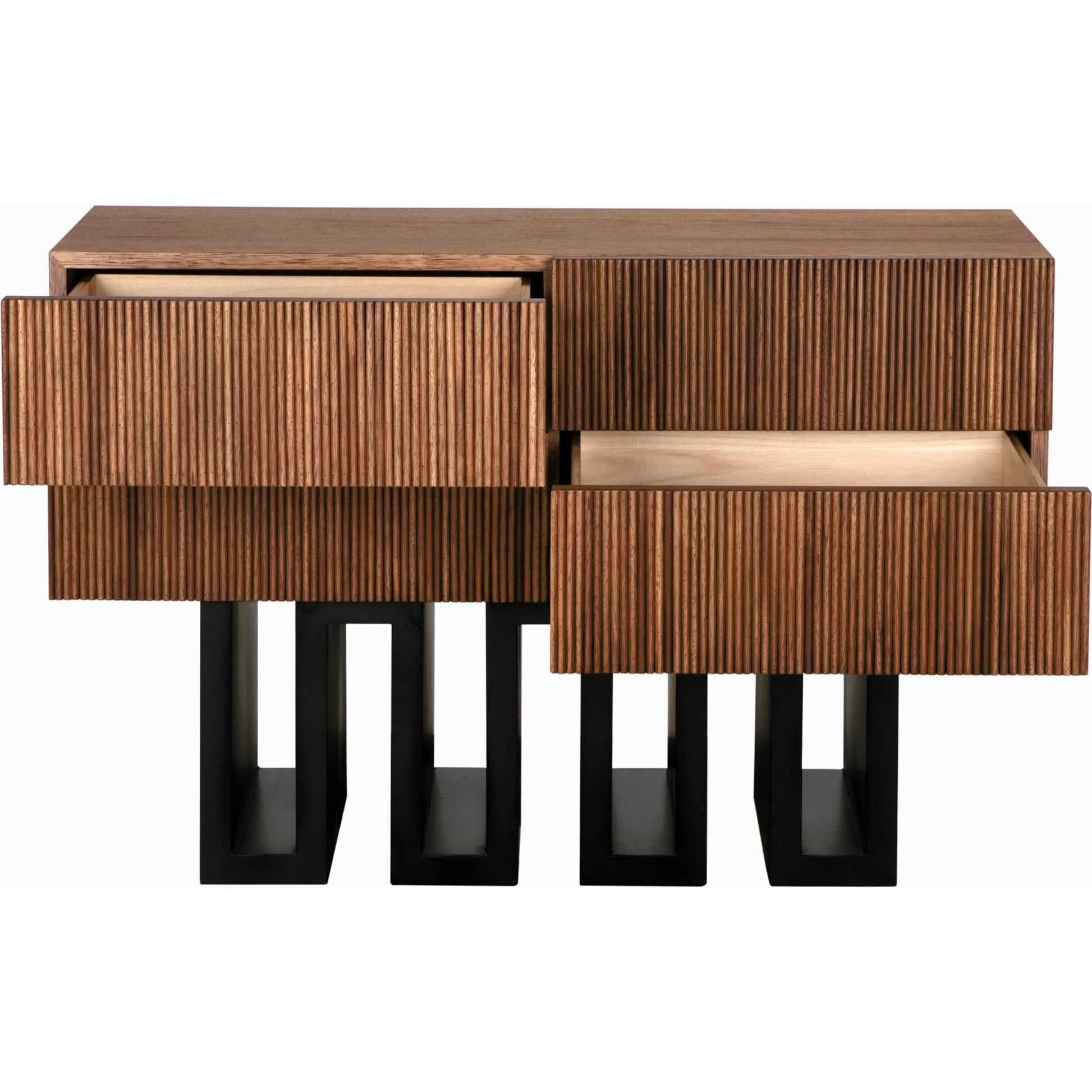 Nova Sideboard by Noir in dark walnut with matte black. Made from walnut and industrial steel in a eclectic & global style.