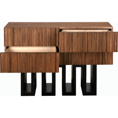 Nova Sideboard by Noir in dark walnut with matte black. Made from walnut and industrial steel in a eclectic & global style.