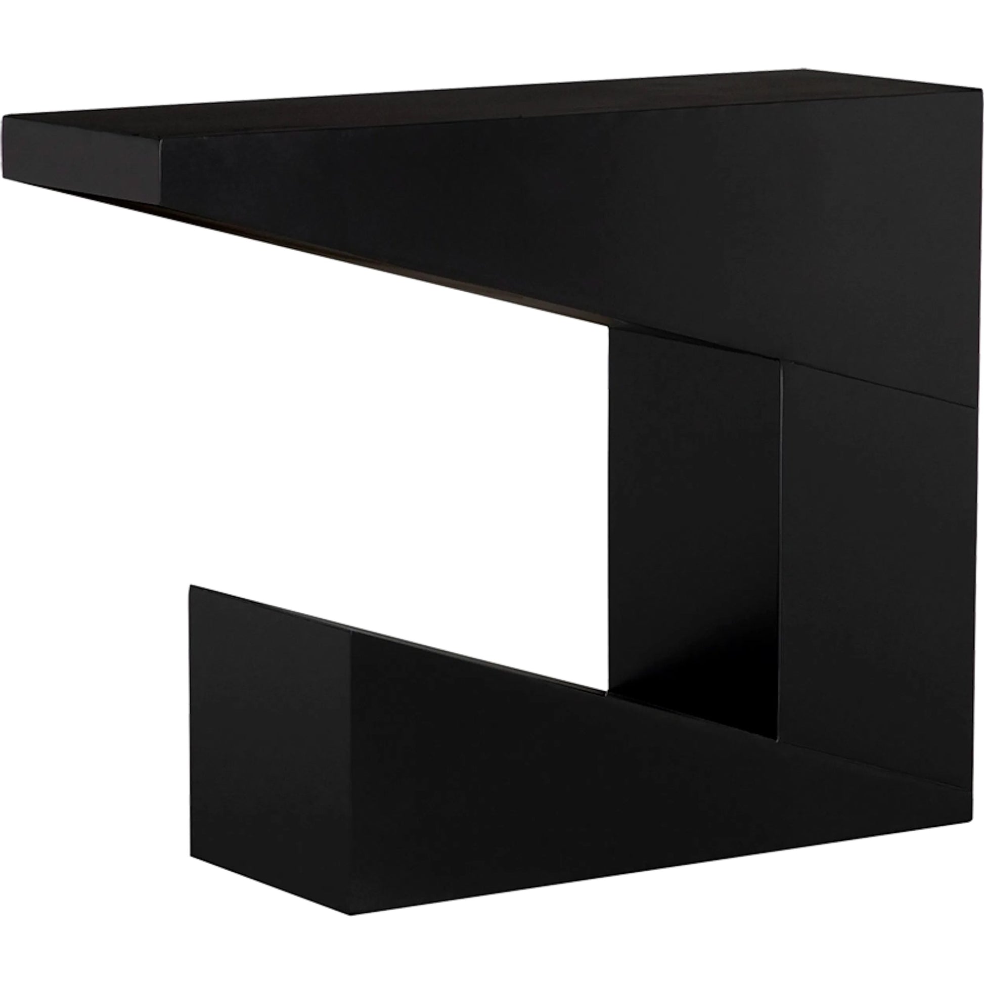 Devo Console by Noir in matte black. Made from industrial steel in a unique style.