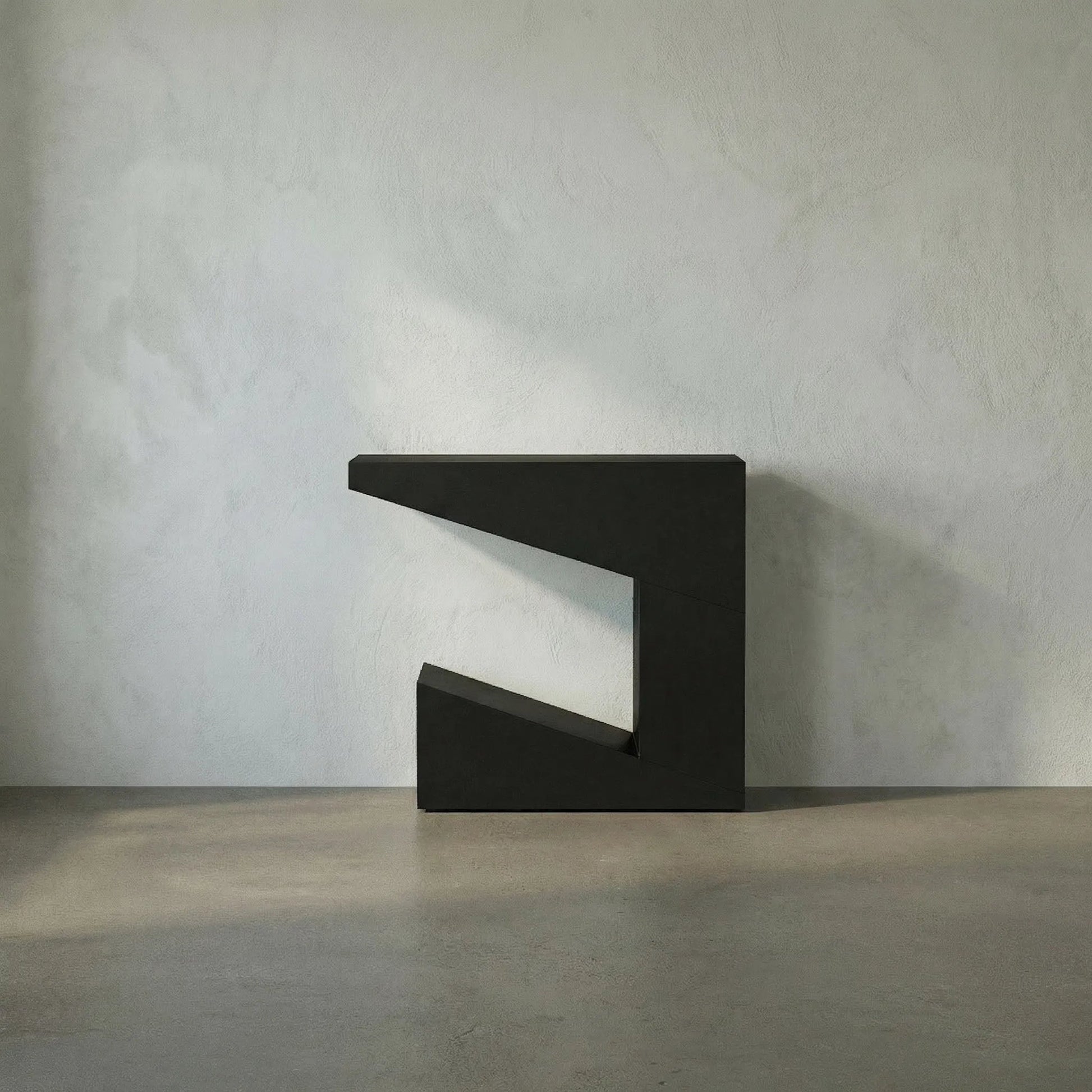 Devo Console by Noir in matte black. Made from industrial steel in a modern style.