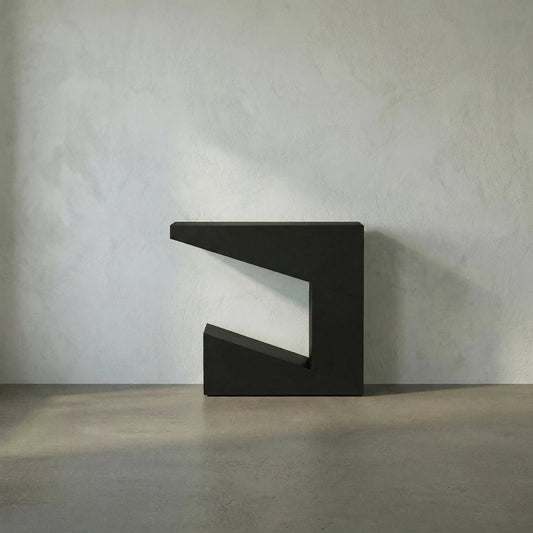 Devo Console by Noir in matte black. Made from industrial steel in a modern style.