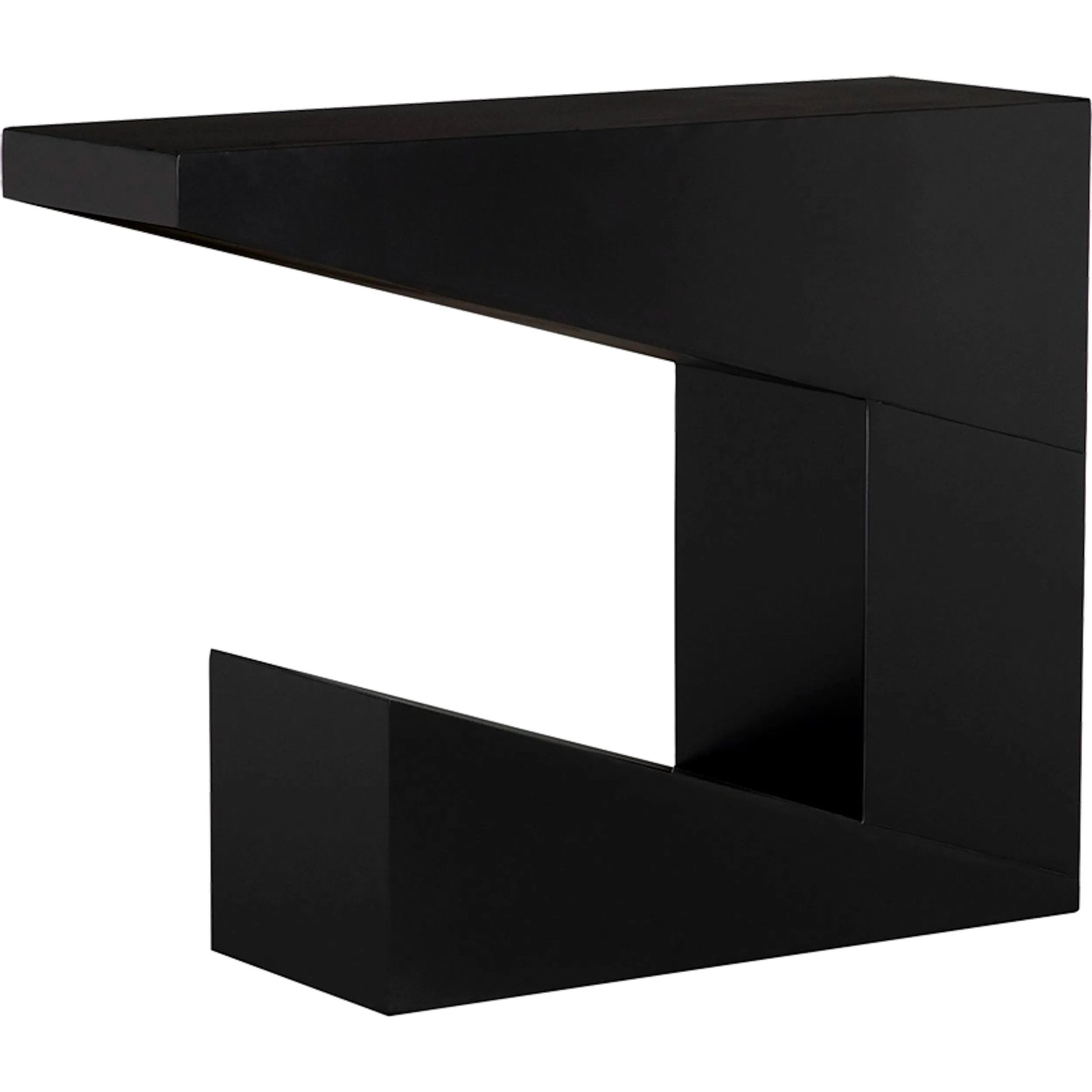 Devo Console by Noir in matte black. Made from industrial steel in a unique style.