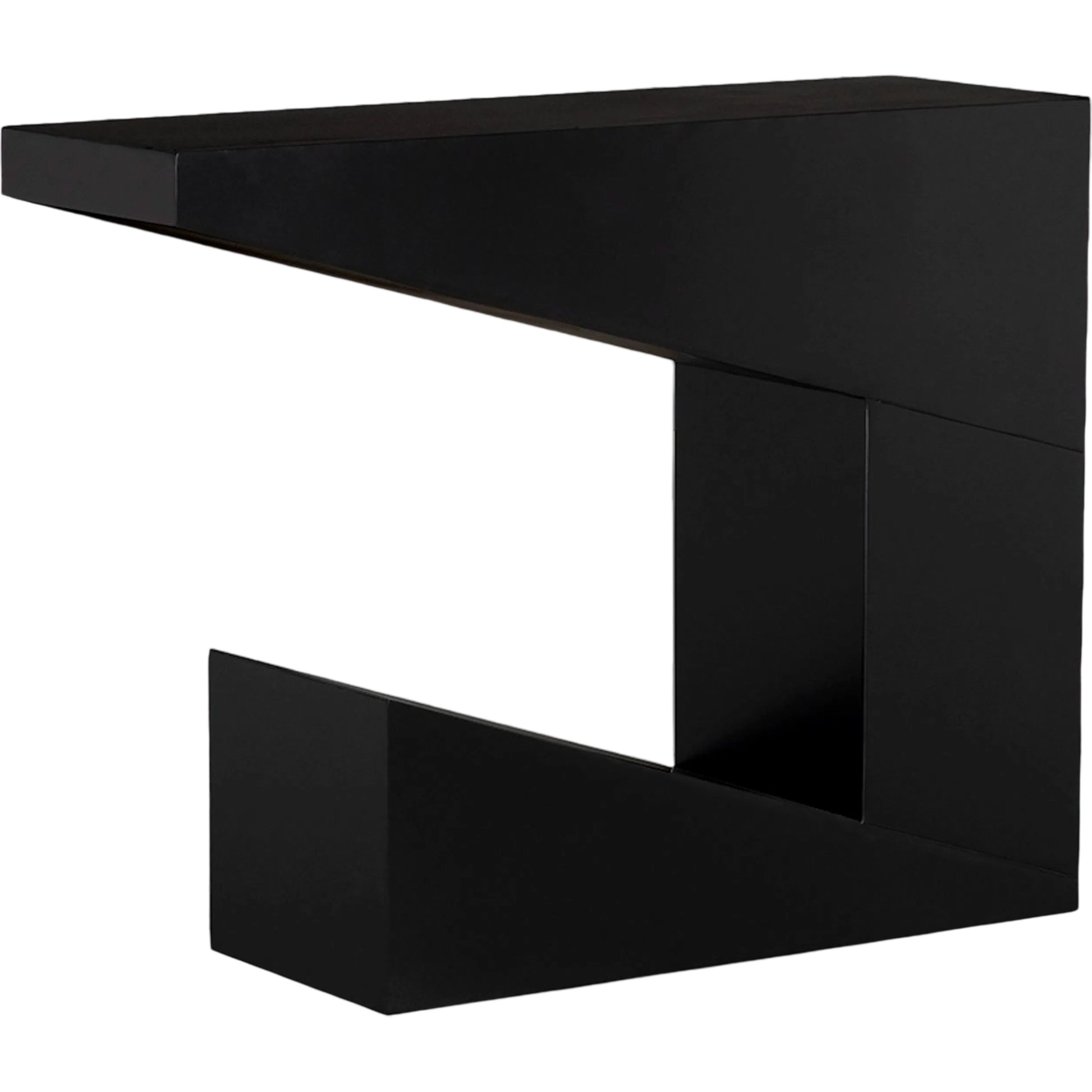 Devo Console by Noir in matte black. Made from industrial steel in a modern style.