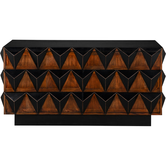 Nigel Chest by Noir in hand rubbed black, brown. Made from mahogany, veneer in a unique style.