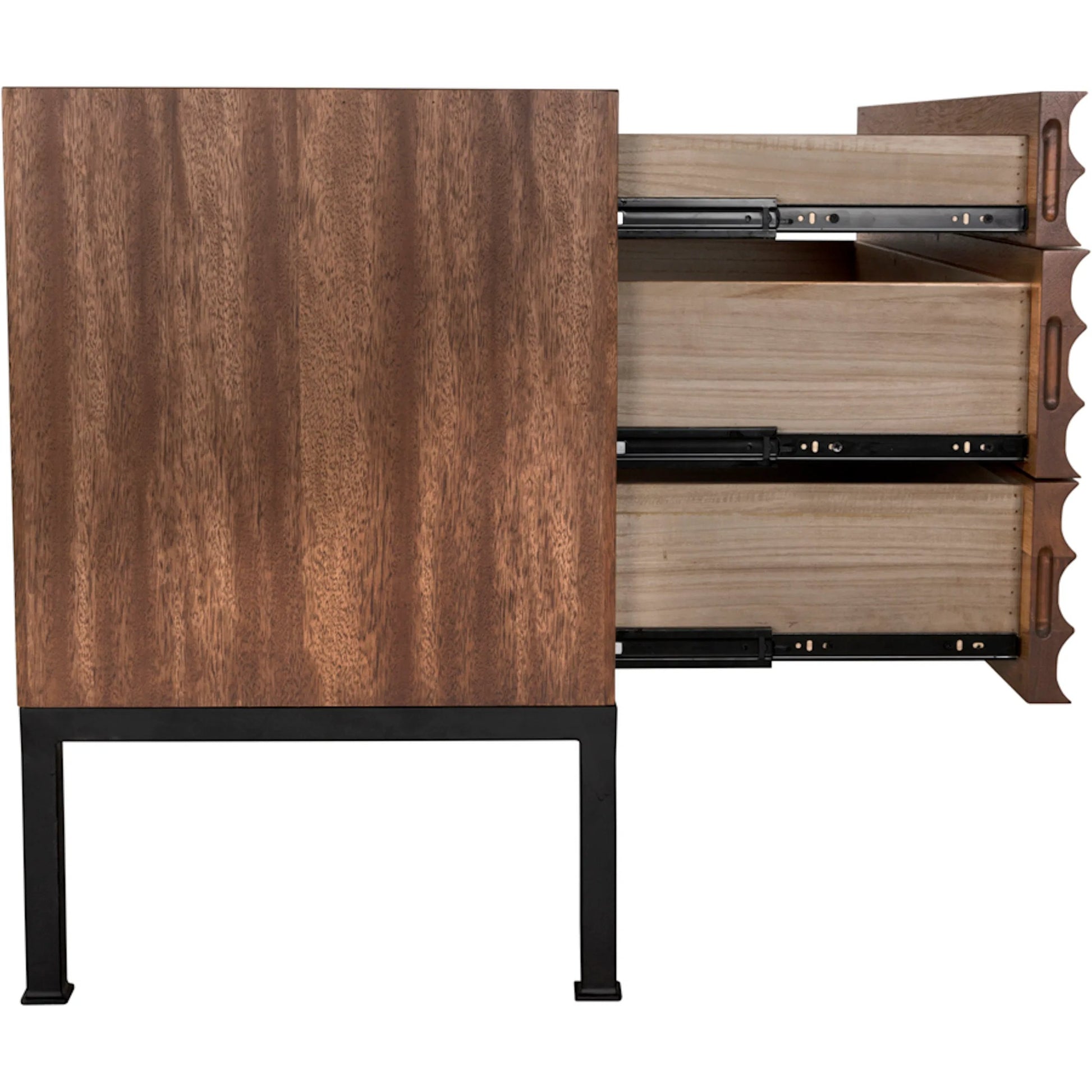 Arturo Console by Noir in dark walnut. Made from walnut in a unique style.