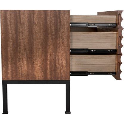 Arturo Console by Noir in dark walnut. Made from walnut in a unique style.