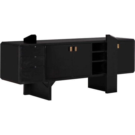Dallas Sideboard by Noir in hand rubbed black. Made from mahogany, veneer, brass pulls in a unique style.