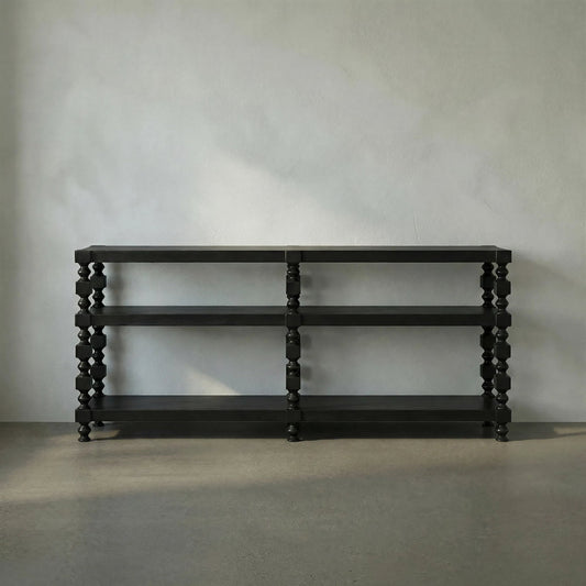 Maurice Console by Noir in hand rubbed black. Made from mahogany, veneer in a traditional style.