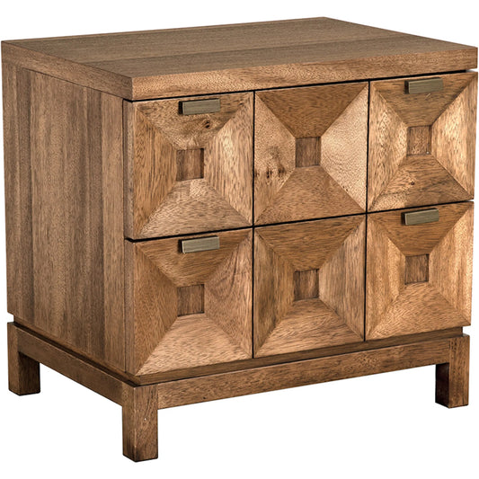 001 SI-2524165 | Primary Silo | Musashi 2 Drawer Cabinet by Noir in dark walnut, brass hardware. Made from walnut, veneer in a traditional style.