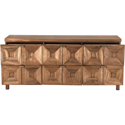 Musashi 6 Drawer Cabinet by Noir in dark walnut, brass hardware. Made from walnut, veneer in a traditional style.