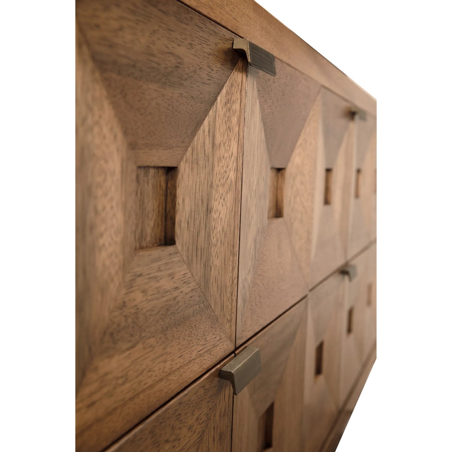 008 SI-2524167 | Closeup | Musashi 6 Drawer Cabinet by Noir in dark walnut, brass hardware. Made from walnut, veneer in a traditional style.